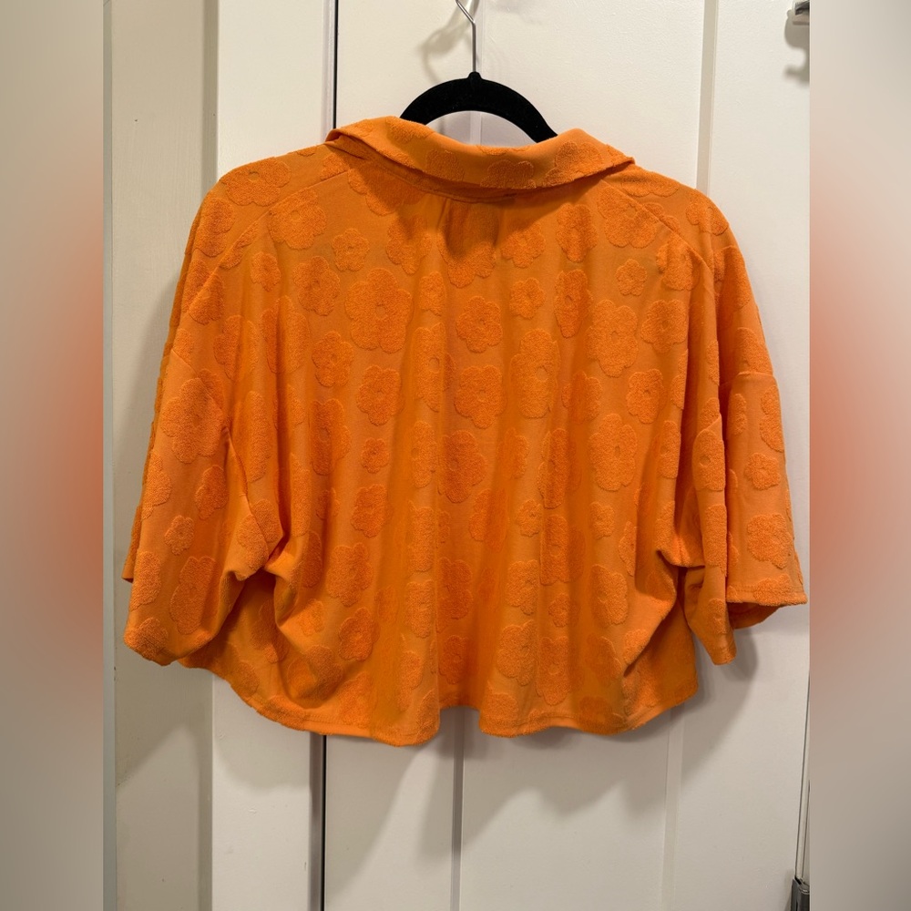 Forever 21 Orange Floral Button Down Top - Picture 3 of 4